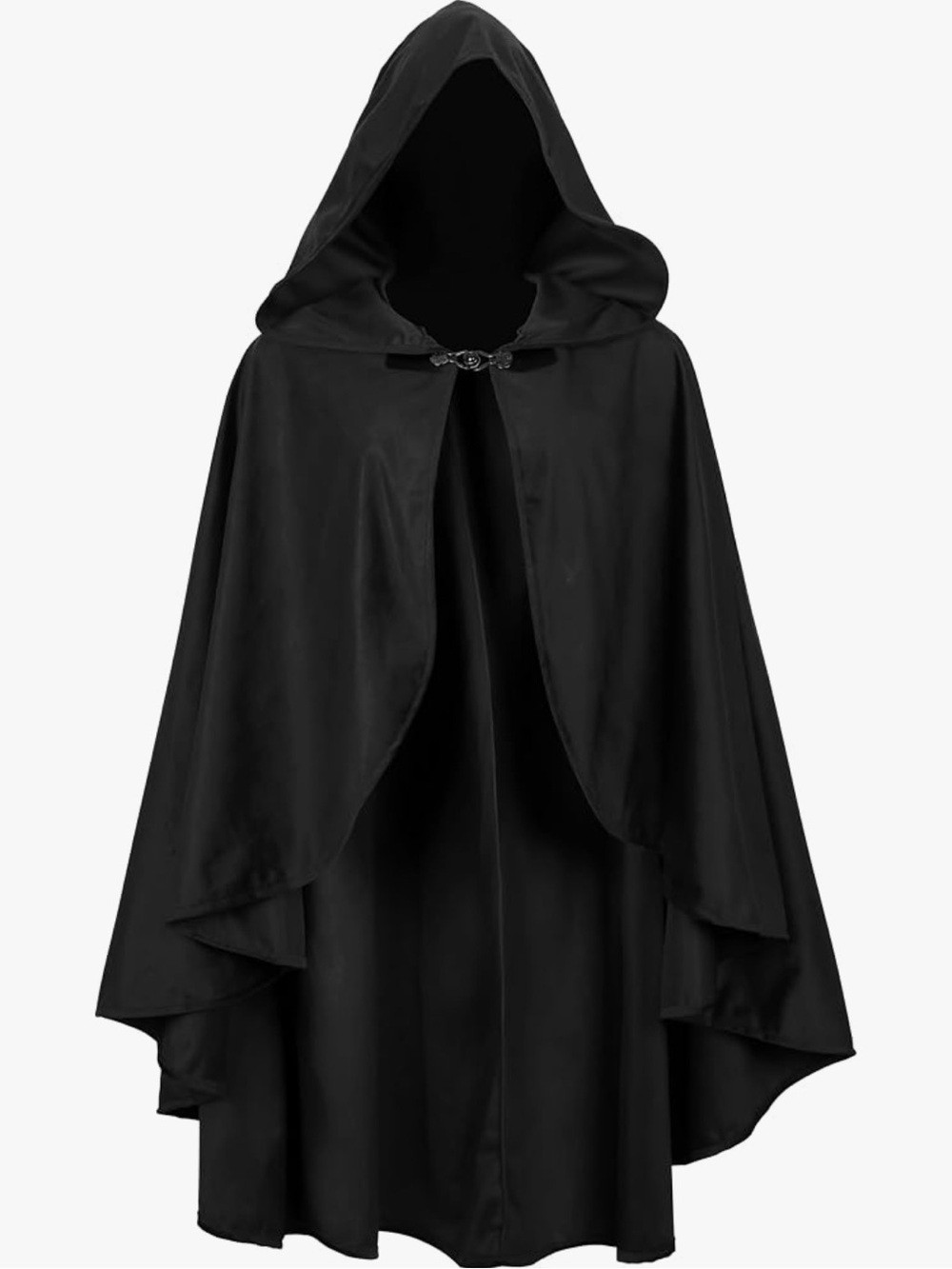 Black Hooded Cloak Cape - Unisex Velvet Hooded Coat Halloween Costume